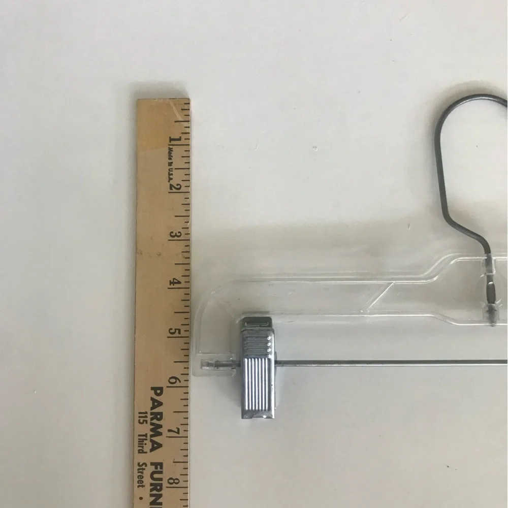 14” Clear Plastic Hangers w/Clips for hanging Skirts/Pants/Slacks. Bundle of 17! - Picture 2 of 5